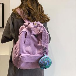 Backpack Schoolbag Female College Student Canvas Bag Style Korean Retro Leisure Travel