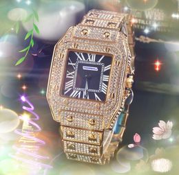 Automatic date square roman tank dial lovers watches men and women couples diamonds ring case clock quartz movement Couples Rose Gold Silver Wristwatches gifts