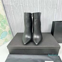 Boots Designer Women Letter Heel Ankle Boots fashion leather metal spike zipper sexy Boots Size 35-41