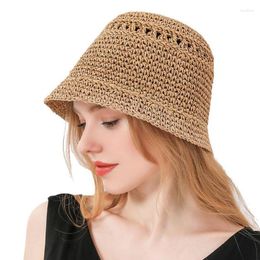 Berets MAXSITI U Summer Breathable Hat Hand Crocheted Bucket For Women Fashion Wide Leisure Fisherman Basin Cap Simple Straw Hats