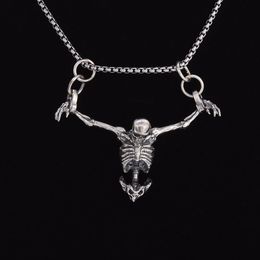 Pendant Necklaces Silver Plated Captivity Skull Pendant Men's Biker Punk Rock Necklace Gothic Halloween Jewelry Accessory 230831