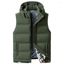 Men's Vests Winter Men Patchwork Vest Jackets Fashion Hooded Sleeveless Parka Thick Warm Casual Cotton Padded Outerwear Waistcoat Coat L04