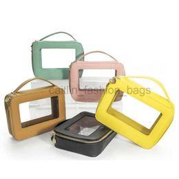 Totes Customised Letter Colour Saffiano Portable Makeup Box Travel Transparent makeup bag PVC TPU caitlin_fashion_ bags