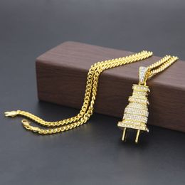 Herren Mode Hip Hop Halskette Gold Cuban Link Chain ECED -Stecker Anhänger Halsketten für Männer