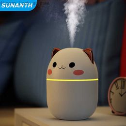 Humidifiers SUNANTH 250ml Air Humidifier Cute Aroma Diffuser With Light Cool Mist Humidifier For Home Offic Car Plants Purifier Humificador Q230901