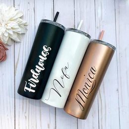Party Favor Personalized Wedding Marriage Bridesmaid Gifts Stainless Steel Tumbler Coffee Cup Travel Mug With Straw