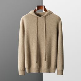 Men's Sweaters ZOCEPT Hooded Sweater for Men Winter 100 Merino Wool Korean Casual Long Sleeve Seamless Knitted Male Pullover 230831