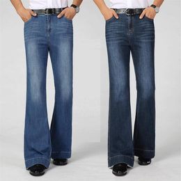 Men's Jeans Men Casual Solid Colour Flared Trousers Fashion Streetwear Wide Leg Pants Loose Pocket Boot Cut Punk Plus Size244N