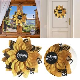 Decorative Flowers Simulation Leaf SunflowerWreath Artificial Garland Hanging Pendants Wedding Decorate Farmhouse With A Fall Door For