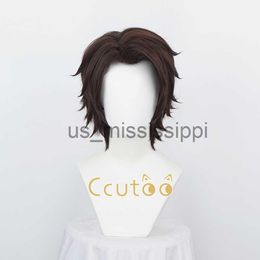 Cosplay Wigs Bleach Aizen Sousuke Brown Hair Short Synthetic Cosplay Wig Anime Men Halloween Party Costume Wigs x0901