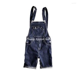 Men's Jeans Summer Men Bib Overalls Pants Women Denim Jean Shorts Skinny Couple Kpop Clothes Street Wear260b