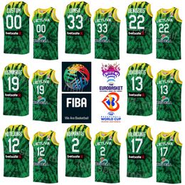 Printed 2023 World Cup Lithuania Basketball Jersey National Team 13 Rokas Jokubaitis 8 TADAS SEDEKERSKIS 33 Tomas Dimsa 17 Jonas Valanciunas 2 Margiris Normantas