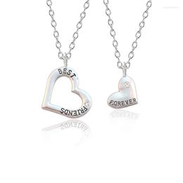 Pendant Necklaces Fashion Heart Rhinestone Letter Friends Forever Necklace For Commemorative Friendship Gift Jewellery BFF