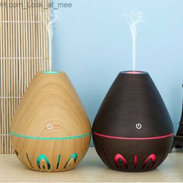 Humidifiers Small Water Drop Wood Grain Hollow Essential Oil Humidifier USB Portable Mini Humidifier Ultrasonic Nano Spray Air Humidifier Q230901