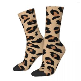 Men's Socks Funny Brown Leopard Skin Design Vintage Harajuku Camouflage Hip Hop Novelty Pattern Crew Crazy Sock Gift Printed