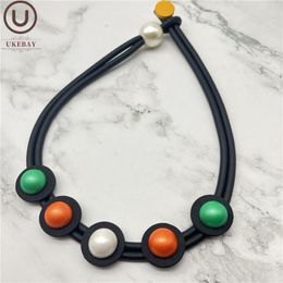 Pendant Necklaces Ukebay Colorful Wooden Beads Choker For Women Handmade Rubber Chains Wood Necklace Party Accessories Jewelry