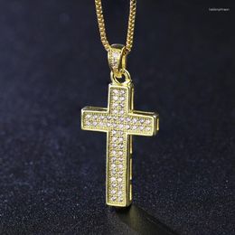 Pendant Necklaces Ranos Cross Necklace Hip-Hop Femme Pave CZ Zircons Religious Jewelry Christan For Fashion NJD001324