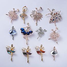 Brooches Light Luxury Gymnastics Girl Dancer Crystal Brooch Lady's Cute Pin Jewelry High Quality Corsage