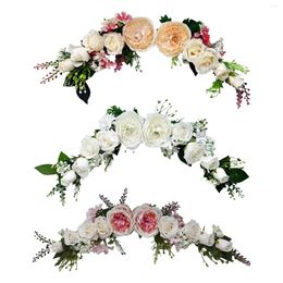 Decorative Flowers Wedding Arch Rustic Artificial Floral Swag For Lintel Ceremony Door Wreath Reception Backdrop Home Decoration