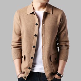 Men's Sweaters Knitted High Quality Cardigan Men Knitting Sweaterscoat Autumn Winter Casual Sweater Jackets Solid Turn Down Collar Man 230831