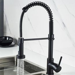 Kitchen Faucets Spring Faucet Cold Sink Of Solid Brass Mixer Tap Black Bronze Pull Down