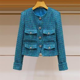 Women's Jackets Autumn Winter Woman Jacket Vintage Luxury Tweed Coat Female Elegant Ladies Single-breasted Woolen Outwear Top2543