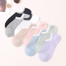 Women Socks DONG AI Candy Colours Ankle Breathable Mesh Cute Solid Colour Plush Boat Female Lady Girl Art Sock Short Sox