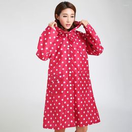 Women's Trench Coats Women Hooded Raincoat Unisex Polka Dot Thickened Outerwear Waterproof Rainwear Suit