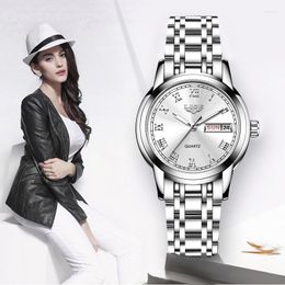Wristwatches LIGE Fashion Ladies Watch Women Quartz Elegant Women's Watches Date Week Stainless Steel Female Dress Clock Montre Femmes