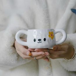 Mugs Cute Hand-painted Ceramic Binaural Mug Can Enter The Microwave Oven Drinkware Water Cup Home Office Afternoon Tea Milk Coffeecup