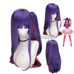 Cosplay Wigs Ai Hoshino Wig Anime OSHI NO KO Cosplay Purple Red Heat Resistant Synthetic Hair Halloween Party Wigs And Cap x0901
