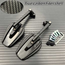 Motorcycle Mirrors True Carbon Fibre Motorcycle Mirror Scooter EBike Rearview Mirrors Electrombile Back Side Convex Mirror 8mm 10mm x0901