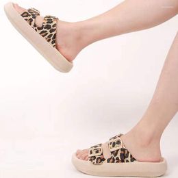 Slippers Women Leopard Print Summer Thick Bottom Flat Sandals Round Head Lightweight Comfort Shoes Zapatos Verano Mujer 2023