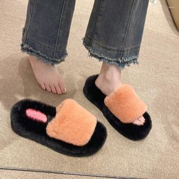 Slippers Brand Women Shoes 2023 Autumn Winter Plush Women's Simple Fashion Platform Plus Size Outdoor Ladies Slides