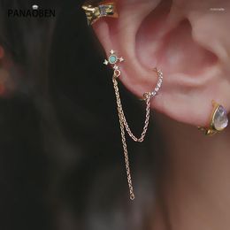 Stud Earrings PANAOBEN 925 Sterling Silver For Women Cross Ear Clip Double Pierced High-end Chain Christmas Gift Earring