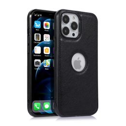 Slim PU Leather Logo Hole Soft Case For iPhone 14 Pro Max 13 12 11 XR XS X 8 7 Plus Shockproof Back Phone Conque Funda