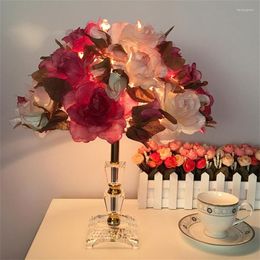 Table Lamps Modern Crystal Lamp Rose Flower Night Light For Bedroom Lighting Birthday Atmosphere Desk With LED Bulb