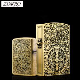 ZORRO Personality Constantine Extra Large Copper Kerosene Lighter Heavy Armor Smoking Accessories Gadgets UQB3