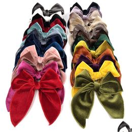 Party Favour Embroidered Edge Large Bow Hair Clips Little Girl Cloth Hairpin Girls Baby Cotton Linen Bowknot Accessories Drop Deliver Dhnos