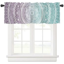 Curtain Purple Turquoise Mandala Geometric Gradient Short Curtains Kitchen Wine Cabinet Door Window Small Home Decor Drapes