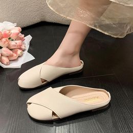 Slippers Soft Comfortable Mules Summer 2023 Women's Non-slip Casual Flat Shoes Hollow Daily Slides Closed Toe Sandalias Mujer