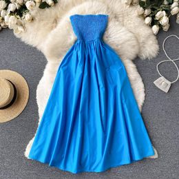 Casual Dresses Sexy Strapless Sundress Korean Style A-line Dress Elegant Tube Beach Boho Vestido Feminino Summer Women