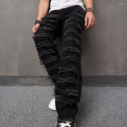 Men's Jeans Men Streetwear Ripped Patch Loose Trousers Male Hip Hop Holes Straight Denim Pants 2023