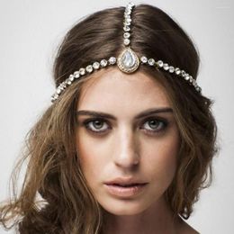 Hair Clips KMVEXO 2023 Water Drop Crystal Bohemian Headpieces Pageant Bridal Rhinestone Headband Wedding Party Hairband Ornaments