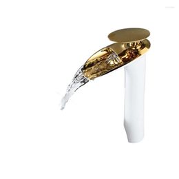 Bathroom Sink Faucets All Copper Tabletop Basin Faucet Waterfall Style Cold And Water Wash Household White Gold Gun Gray