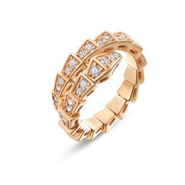 Gold Silver Color Rings Designer Snake Adjustable Ring with Bling Zircon Stone for Women Engagement Wedding Party Jewelry Gift Wholesale