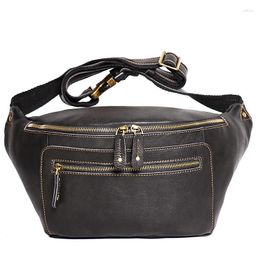 Evening Bags Cross-border Men's Leather Fanny Pack Cowhide Multi-functional Crossbody Bag Single Shoulder Outdoor Riding Chest