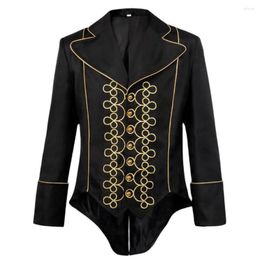 Men's Trench Coats Men Jacket Coat Medieval Retro Lace Victorian Gothic Long Sleeve Button Tailcoat Steampunk Halloween Party Costume