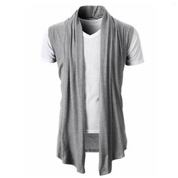 Men's Vests Ruffle Shawl Collar Cardigan Kimono Sleeveless Open Front Vest Bohemian Clothing Lightweight Long Length Drape Cape