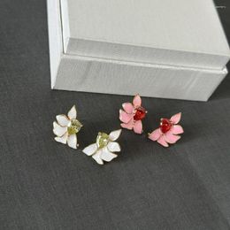 Stud Earrings Temperament Pink Small Daisy Female Niche Unique Design Of High-grade Feeling Foreign Air